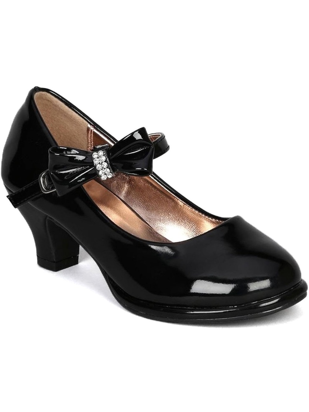 Girls Patent leather black Bow Mary Jane Shoes heels dressy fancy size 10